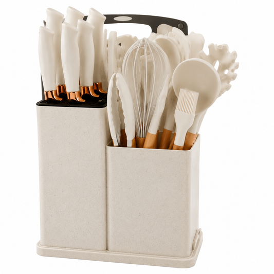 Nestora premium 19-piece kitchen utensil set with countertop organizer