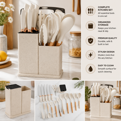 Premium 19-Piece Kitchen Utensil Set™ | Complete Cooking Tools Organizer