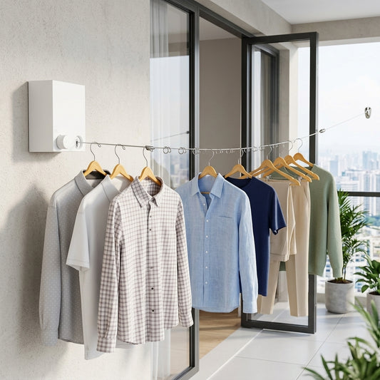 5-Line Retractable Clothesline – Wall-Mounted Drying Rack