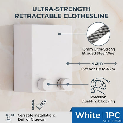 5-Line Retractable Clothesline – Wall-Mounted Drying Rack
