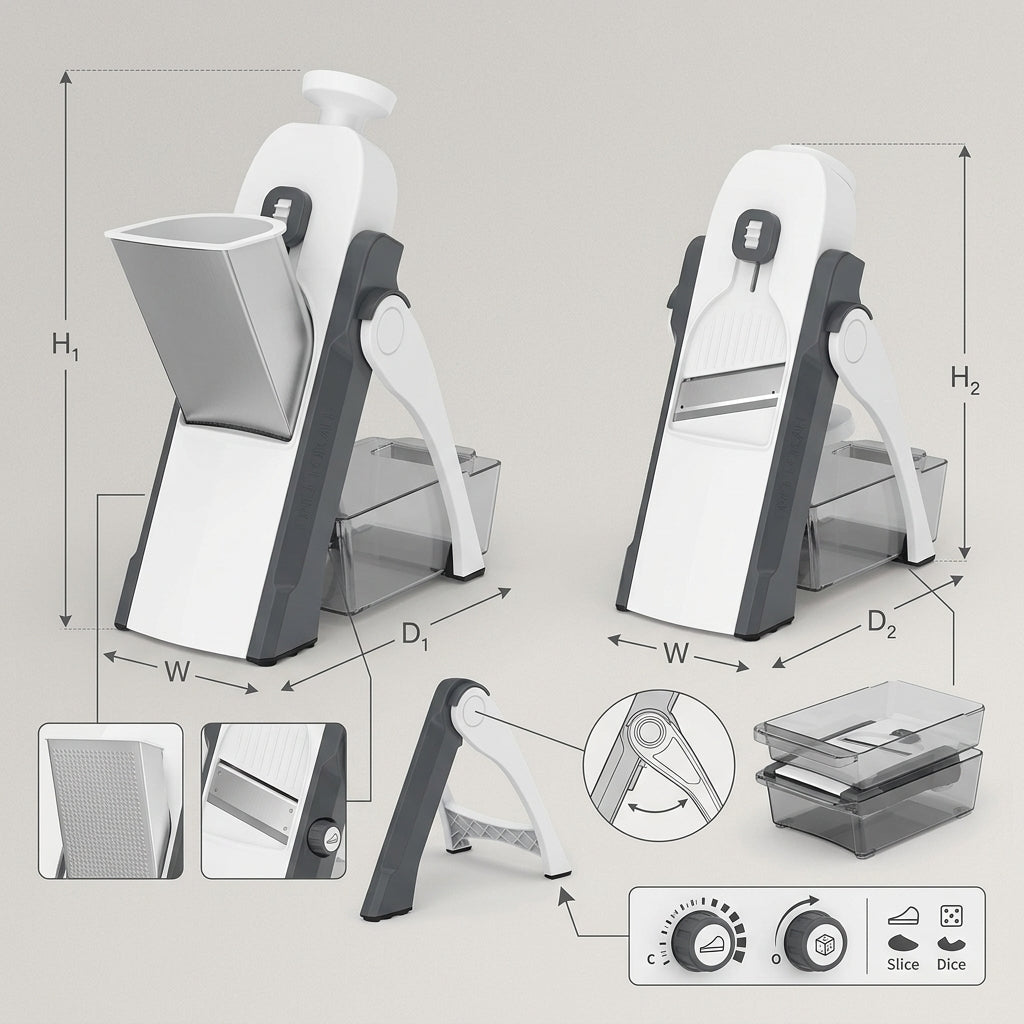 Adjustable Vegetable Chopper & Food Slicer with Container