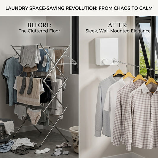 5-Line Retractable Clothesline – Wall-Mounted Drying Rack