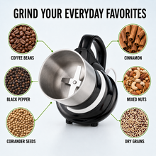 Electric Coffee & Spice Grinder grinding coffee beans, spices, nuts and grains