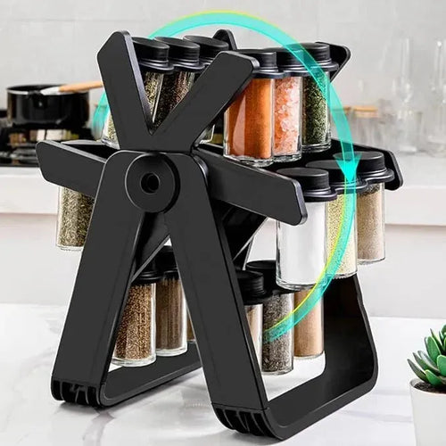 18 Jar Rotating Spice Rack | 360° Kitchen Spice Organizer