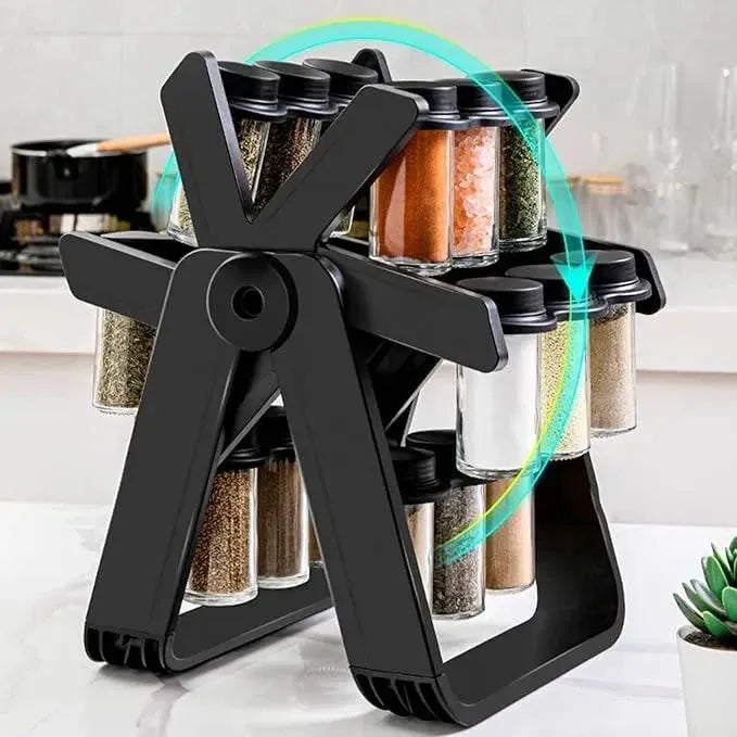 18 Jar Rotating Spice Rack | 360° Kitchen Spice Organizer
