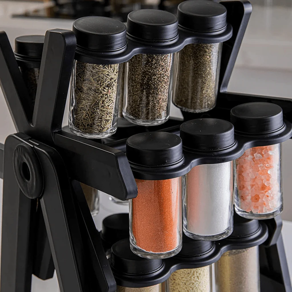 18 Jar Rotating Spice Rack | 360° Kitchen Spice Organizer