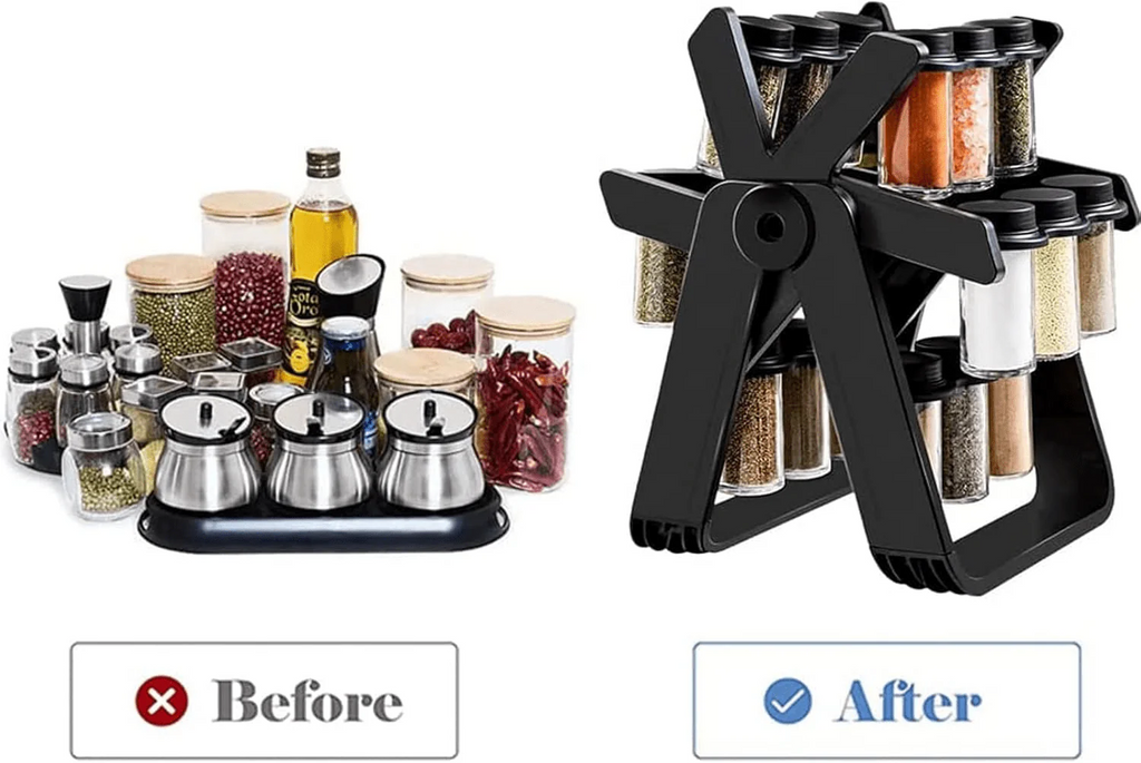18 Jar Rotating Spice Rack | 360° Kitchen Spice Organizer