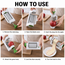 Six-step guide for using the manual vegetable slicer