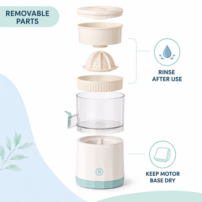 Automatic citrus juicer removable parts and motor-base cleaning guide
