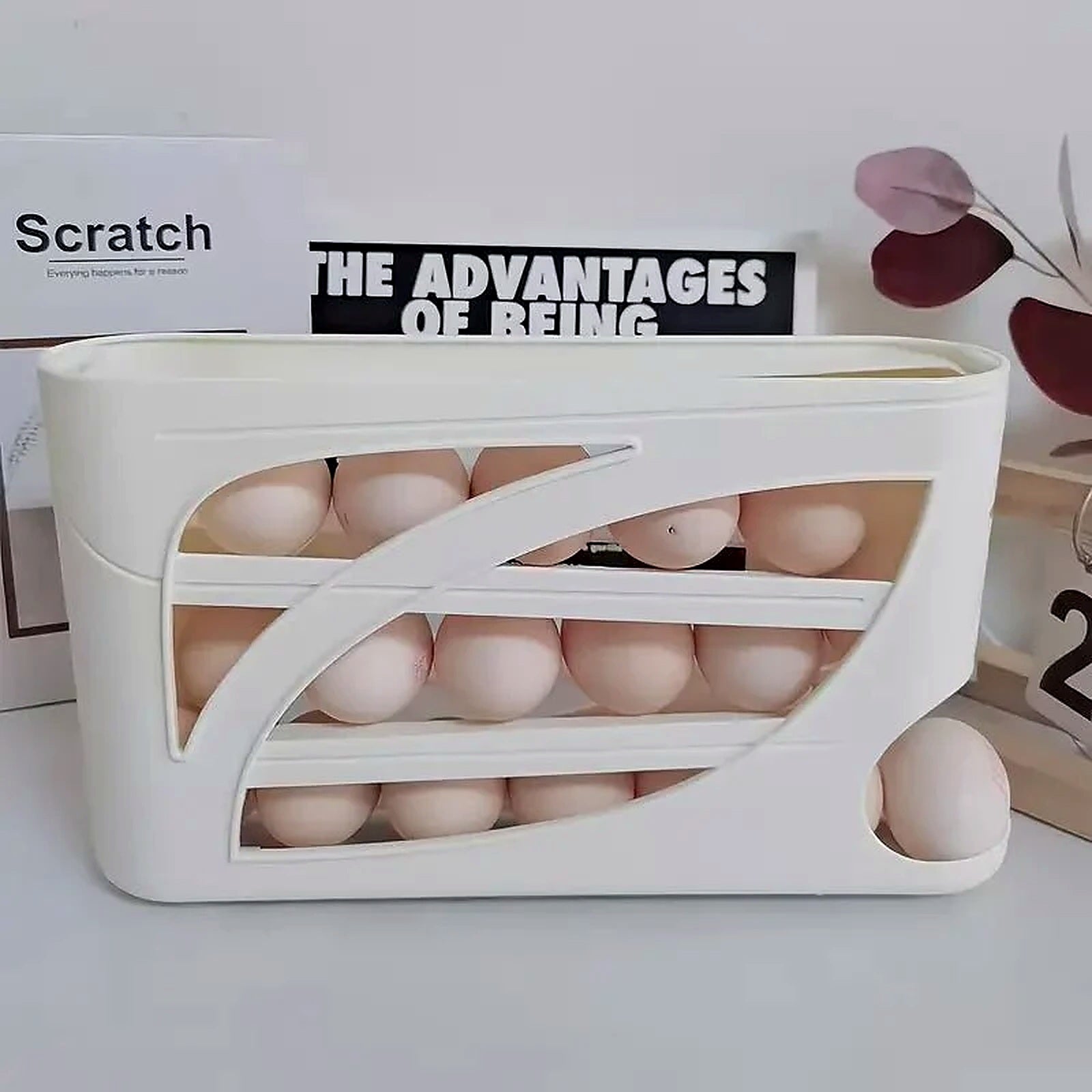 Rolling Egg Dispenser Rack 3 Tier Automatic Egg Organizer