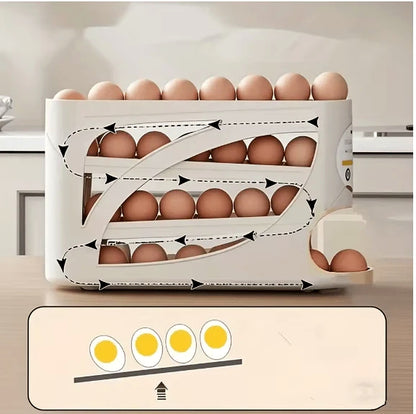 Rolling Egg Dispenser Rack Automatic Rolling Egg Storage Organizer