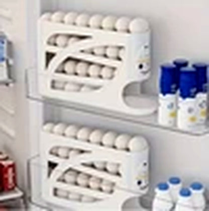 Rolling Egg Dispenser Rack Fridge Storage Egg Organizer